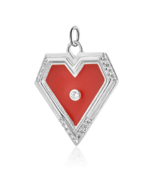 Platinum [Type D] 925 Sterling Silver Cubic Zirconia Enamel Trend Heart Pendant